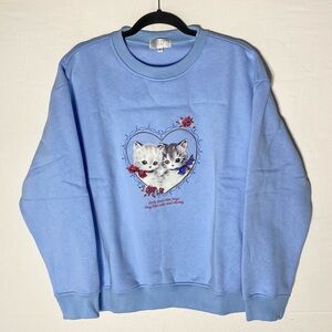 Tal Clothing Blue “Girls Don’t Like Boys They Like Cats And Money” Sweatshirt M